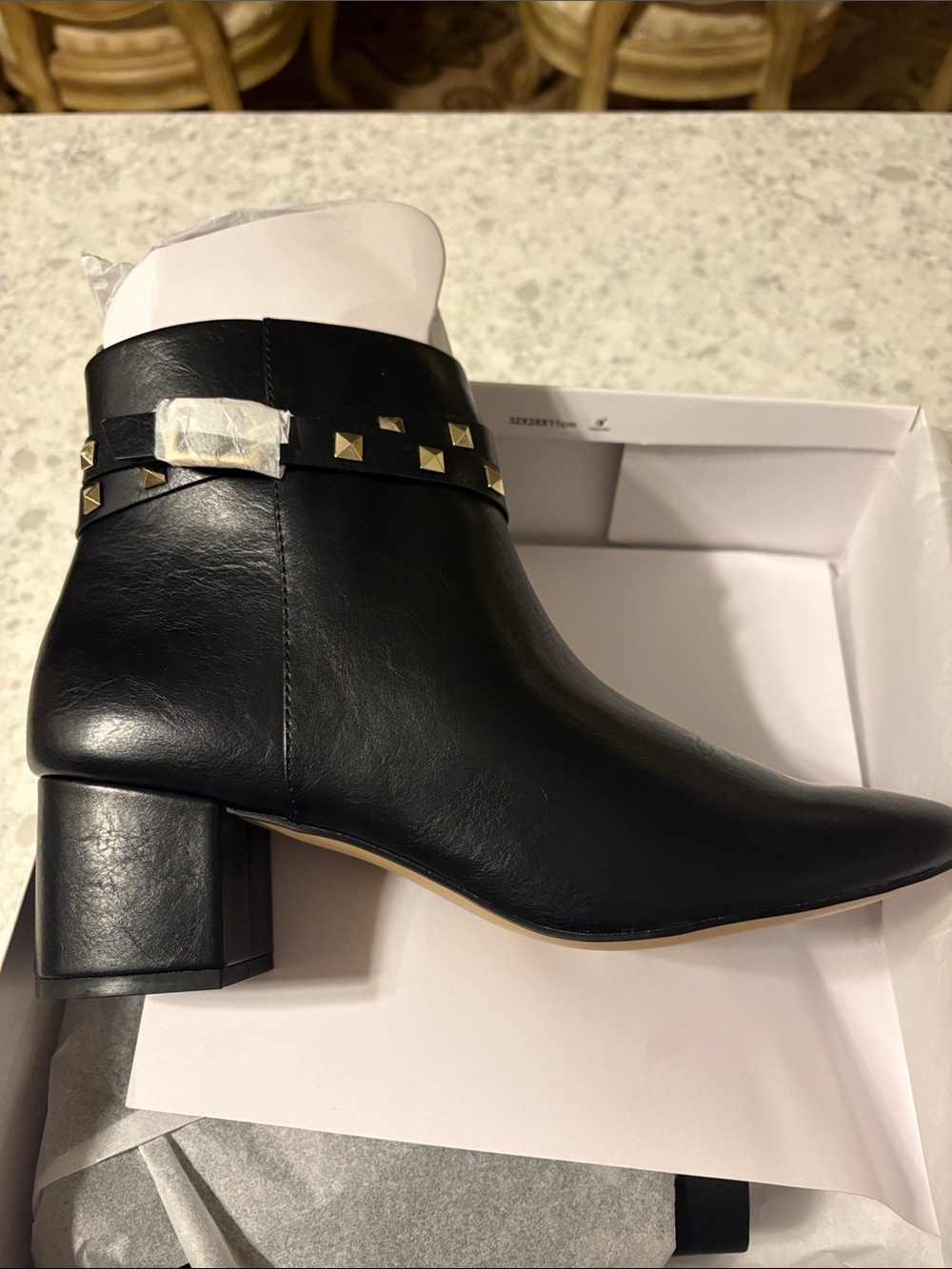 NWT & box The Drop Gold Studded Women's Jessie Black Ankle Boot, 9 1/2 - Picture 11 of 12